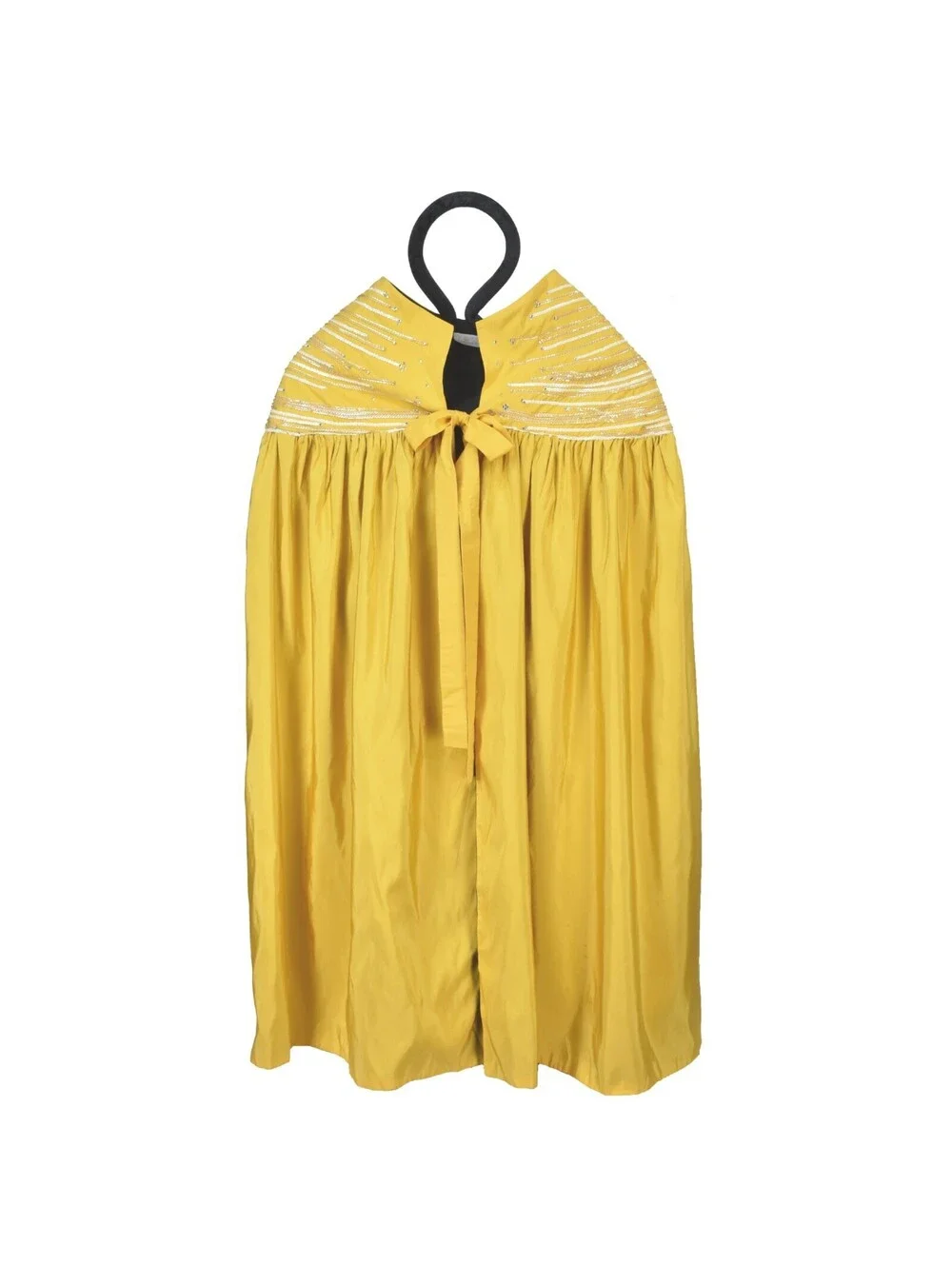 LEE MENICHETTI Golden Yellow Silk Faille Cloak with Black Silk Lining OS
